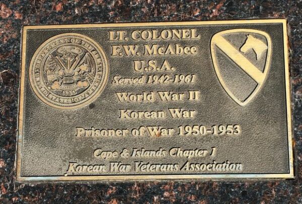 LT. COLONEL F.W. MCABEE WAR MEMORIAL PLAQUE