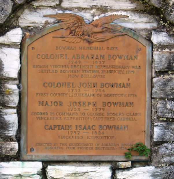 BOWMAN MEMORIAL GATE PLAQUE