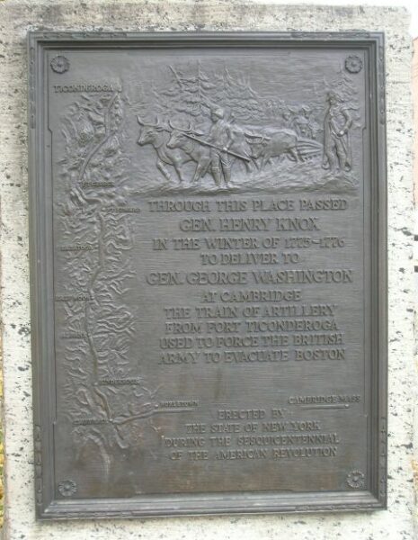 GENERAL HENRY KNOX WAR MEMORIAL MECHANICVILLE PLAQUE