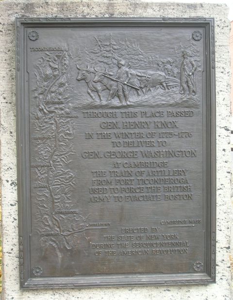 GENERAL HENRY KNOX WAR MEMORIAL MECHANICVILLE PLAQUE