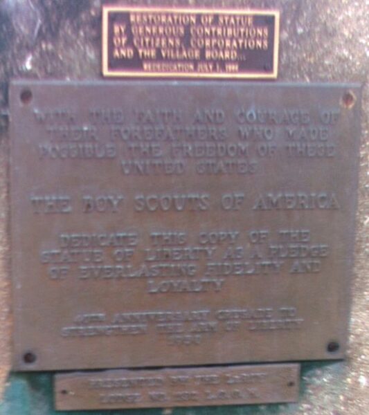 LE ROY STATUE OF LIBERTY REPLICA MEMORIAL PLAQUE