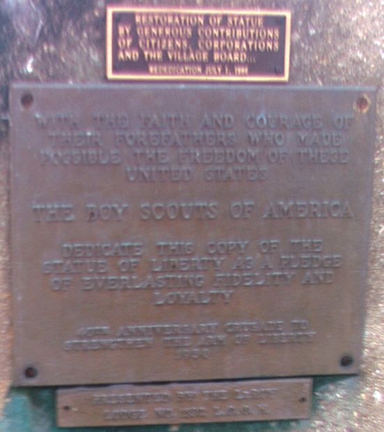 LE ROY STATUE OF LIBERTY REPLICA MEMORIAL PLAQUE