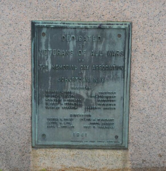 JOHNSTOWN VETERANS OF ALL WARS FLAGPOLE MEMORIAL PLAQUE