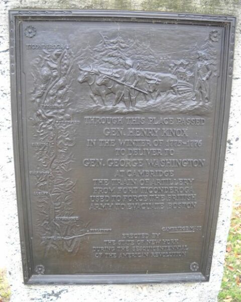 GENERAL HENRY KNOX WAR MEMORIAL KINDERHOOK PLAQUE