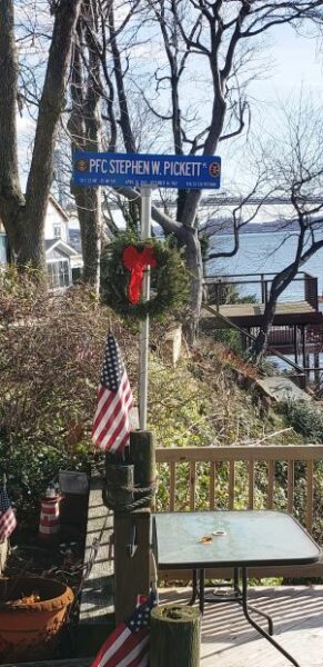 PFC STEPHEN W. PICKETT WAR MEMORIAL STREET SIGN