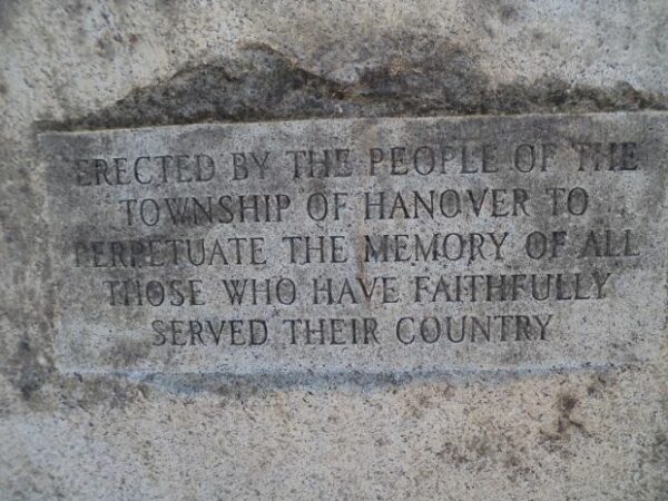 TOWNSHIP OF HANOVER VETERANS MEMORIAL DEDI CATION STONE