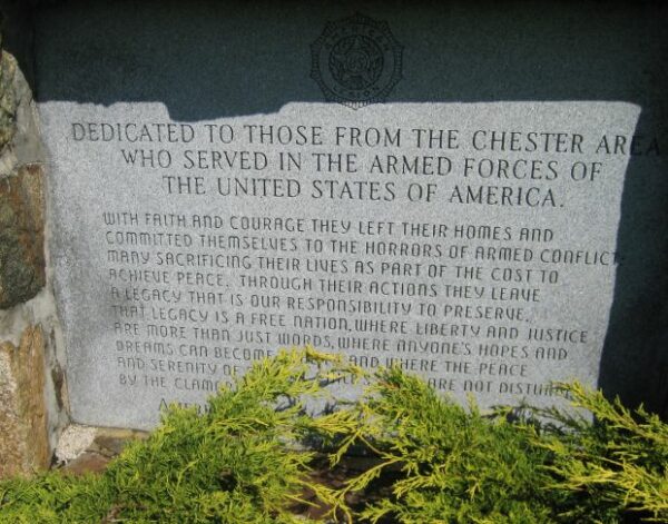 CHESTER AREA ARMED FORCES WAR MEMORIAL STONE