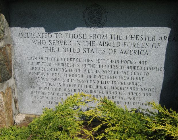 CHESTER AREA ARMED FORCES WAR MEMORIAL STONE