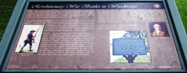 REVOLUTIONARY WAR BATTLES IN WOODBRIDGE MEMORIAL PLAQUE