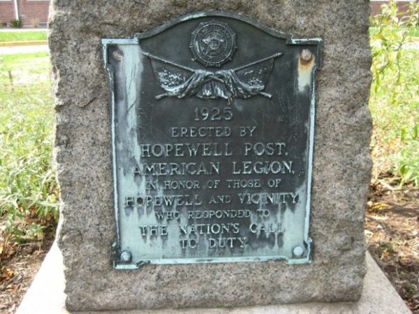 HOPEWELL CALL TO DUTY MEMORIAL PLAQUE