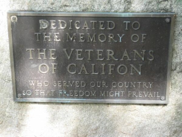 CALIFON VETERANS MEMORIAL PLAQUE
