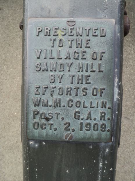 VILLAGE OF SANDY HILL CIVIL WAR CANNON MEMORIAL PLAQUE