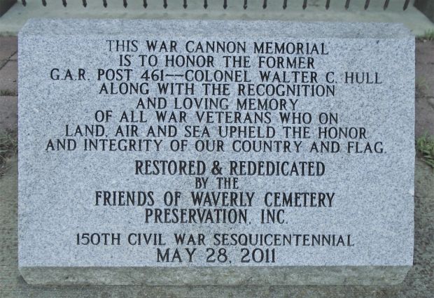 G.A.R. POST 464 WAR CANNON MEMORIAL DEDICATION STONE