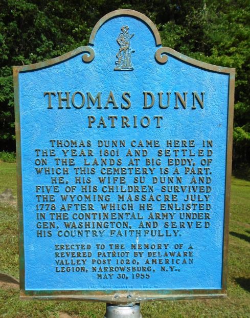 THOMAS DUN PATRIOT REVOLUTIONARY WAR MEMORIAL MARKER