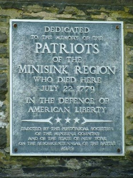 MINISINK BATTLE REVOLUTIONARY WAR MEMORIAL PLAQUE