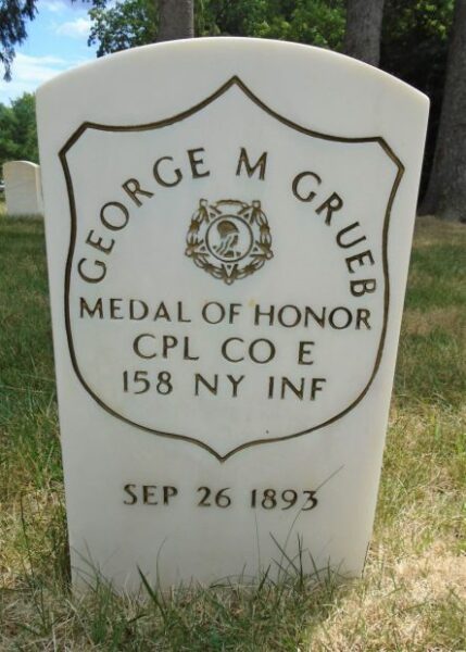 GEORGE M GRUEB MEDAL OF HONOR WAR MEMORIAL GRAVESTONE