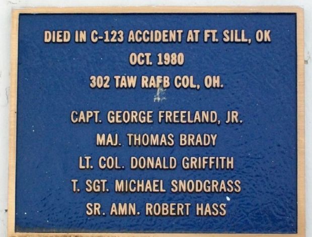 DIED IN C-123 ACCIDENT MEMORIAL PLAQUE