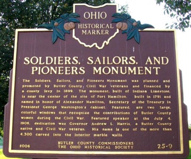 SOLDIERS, SAILORS AND PIONEERS MONUMENT MARKER