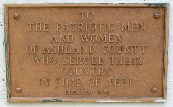 ASHLAND COUNTY VETERANS MEMORIAL BRIDGE PLAQUE