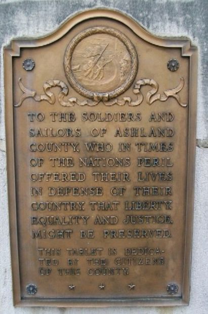 ASHLAND COUNTY SOLDIERS AND SAILORS MEMORIAL PLAQUE