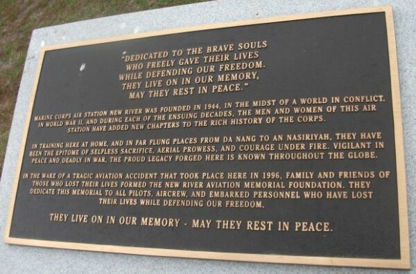 NEW RIVER AVIATION MEMORIAL PLAQUE A