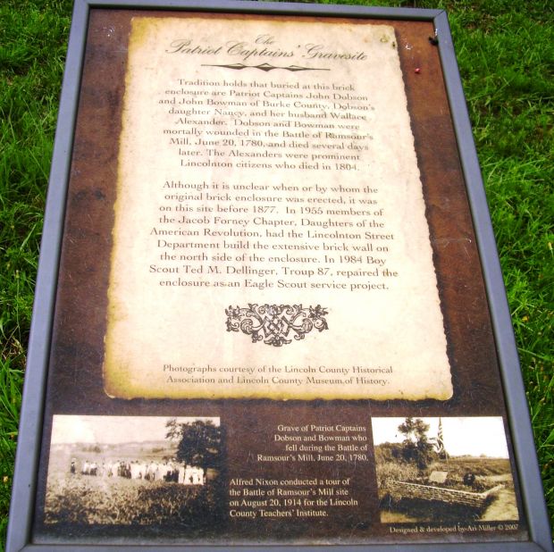 THE PATRIOT CAPTAINS’ GRAVESITE MEMORIAL PLAQUE