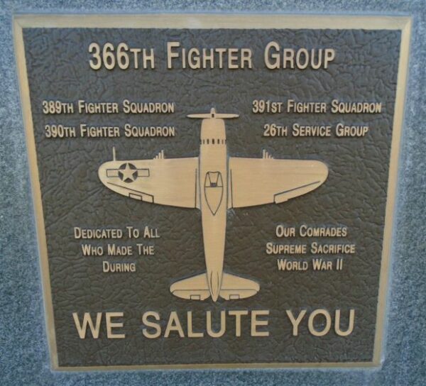 366TH FIGHTER GROUP WAR MEMORIAL PLAQUE