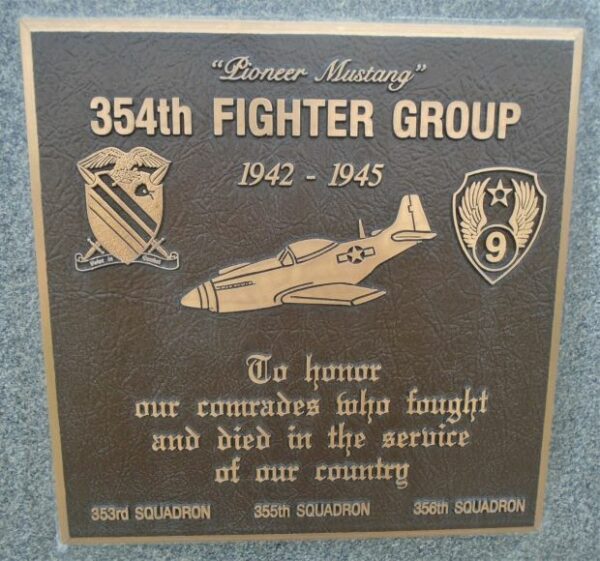 354TH FIGHTER GROUP WAR MEMORIAL PLAQUE