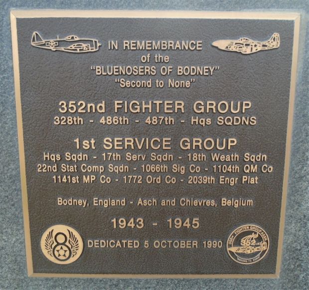 352ND FIGHTER GROUP 1ST SERVICE GROUP WAR MEMORIAL PLAQUE