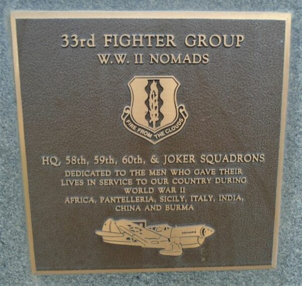 33RD FIGHTER GROUP WAR MEMORIAL PLAQUE