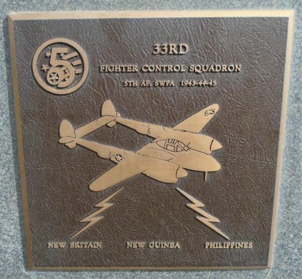 33RD FIGHTER CONTROL SQUADRON WAR MEMORIAL PLAQUE