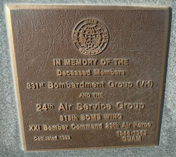 USAF ACADEMY 331ST BOMBARDMENT GROUP (VH) 24TH AIR SERVICE GROUP WAR MEMORIAL PLAQUE