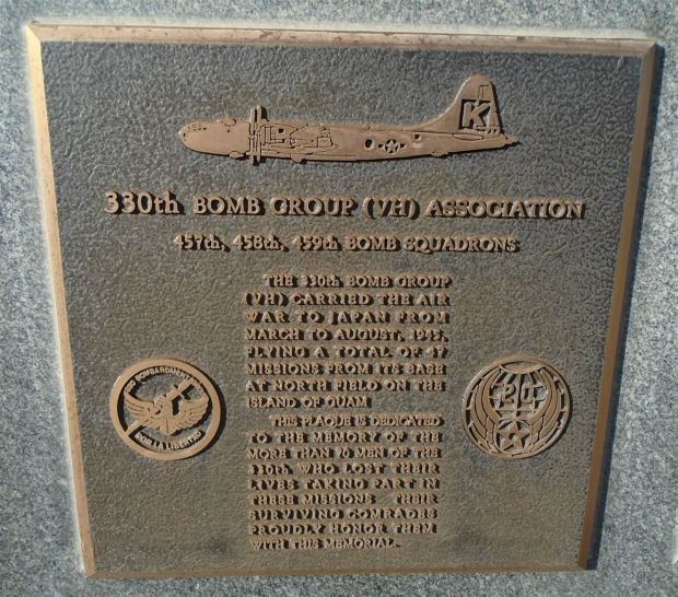 USAF ACADEMY 330TH BOMB GROUP (VH) ASSOCIATION WAR MEMORIAL PLAQUE