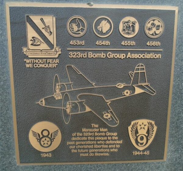 USAF ACADEMY 323RD BOMB GROUP WAR MEMORIAL PLAQUE