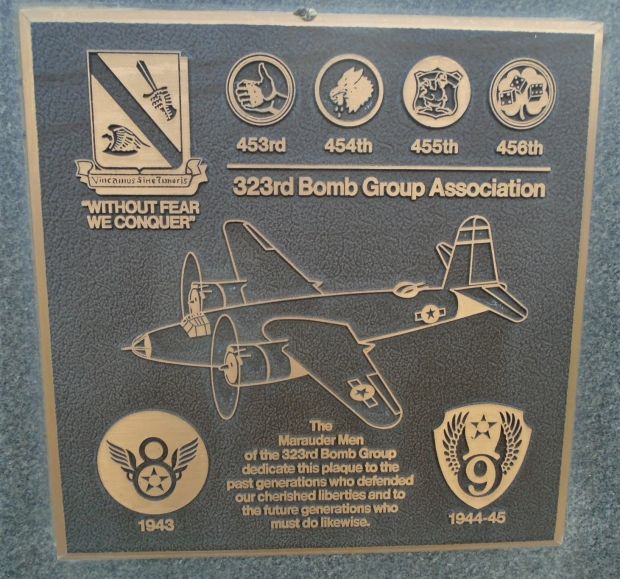 USAF ACADEMY 323RD BOMB GROUP WAR MEMORIAL PLAQUE