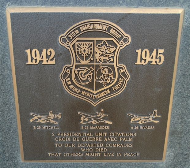 USAF ACADEMY 319TH BOMBARDMENT GROUP WAR MEMORIAL PLAQUE