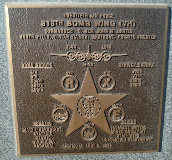 USAF ACADEMY 313TH BOMB WING (VH) WAR MEMORIAL PLAQUE