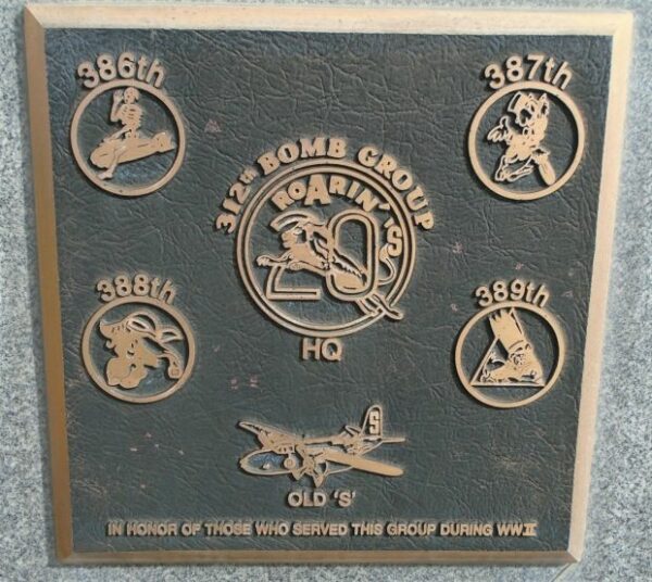 USAF ACADEMY 312TH BOMB GROUP WAR MEMORIAL PLAQUE