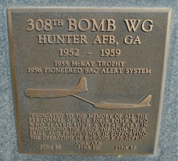 USAF ACADEMY 308TH BOMB WG MEMORIAL PLAQUE