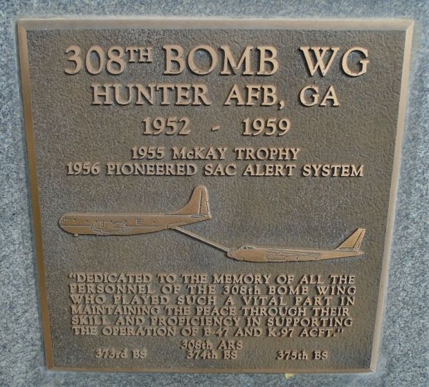USAF ACADEMY 308TH BOMB WG MEMORIAL PLAQUE