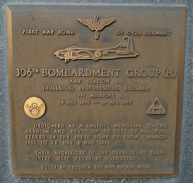 USAF ACADEMY 306TH BOMBARDMENT GROUP (H) WAR MEMORIAL PLAQUE