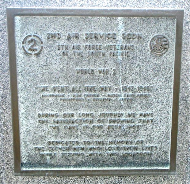 2ND AIR SERVICE SQDN WAR MEMORIAL PLAQUE