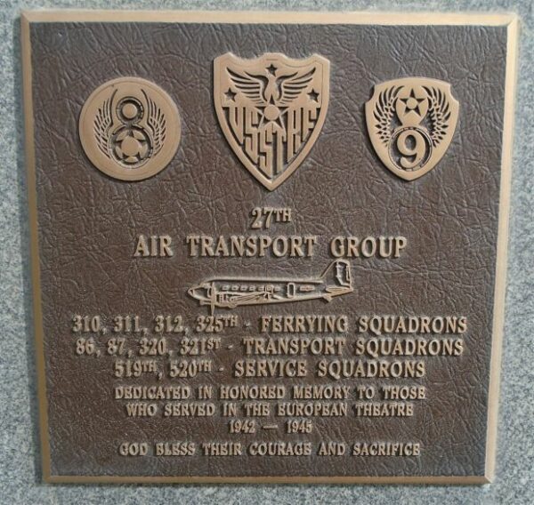 27TH AIR TRANSPORT GROUP WAR MEMORIAL PLAQUE