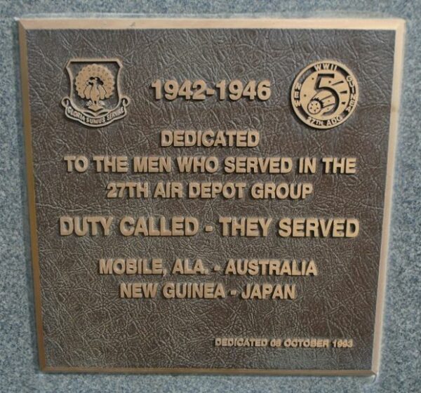 27TH AIR DEPOT GROUP WAR MEMORIAL PLAQUE