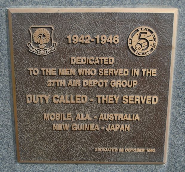 27TH AIR DEPOT GROUP WAR MEMORIAL PLAQUE
