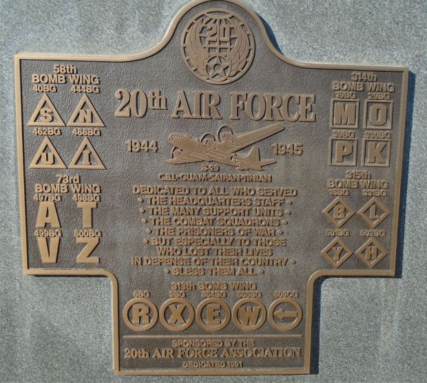20TH AIR FORCE WAR MEMORIAL PLAQUE
