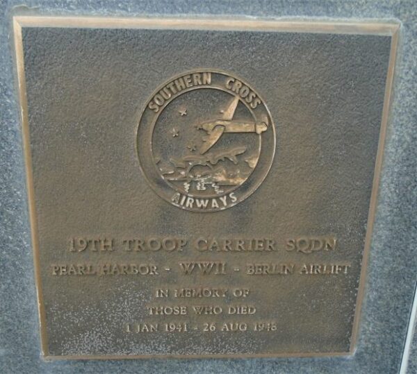 19TH TROOP CARRIER SQDN WAR MEMORIAL PLAQUE