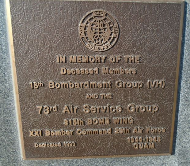 USAF ACADEMY 16TH BOMBARDMENT GROUP (VH) WAR MEMORIAL PLAQUE