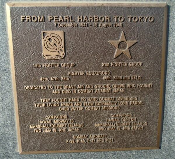 15TH FIGHTER 21ST FIGHTER GROUP WAR MEMORIAL PLAQUE