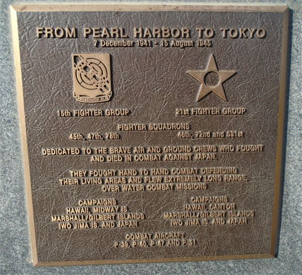 15TH FIGHTER 21ST FIGHTER GROUP WAR MEMORIAL PLAQUE